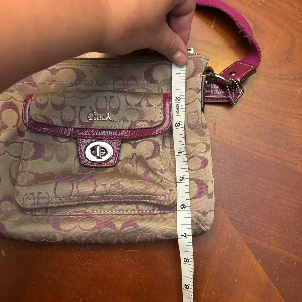 Coach Tan and Pink Signature Crossbody Bag - Picture 7 of 13